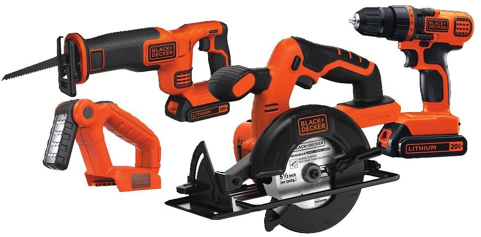 BLACK+DECKER 20V MAX Cordless Drill Combo Kit, 4-Tool (BD4KITCDCRL)