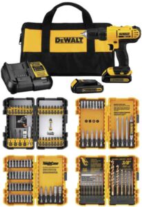 Battery Powered DEWALT 20V MAX Cordless Drill/Driver Kit (DCD771C2 & DWA2FTS100)