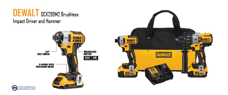 DEWALT DCK299M2 Brushless Impact Driver and Hammer Drill Combo Kit