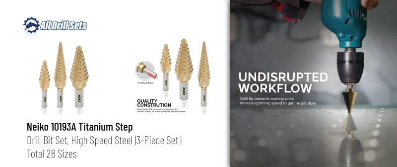 Neiko 10193A Titanium Coated Step Drill Bit Set